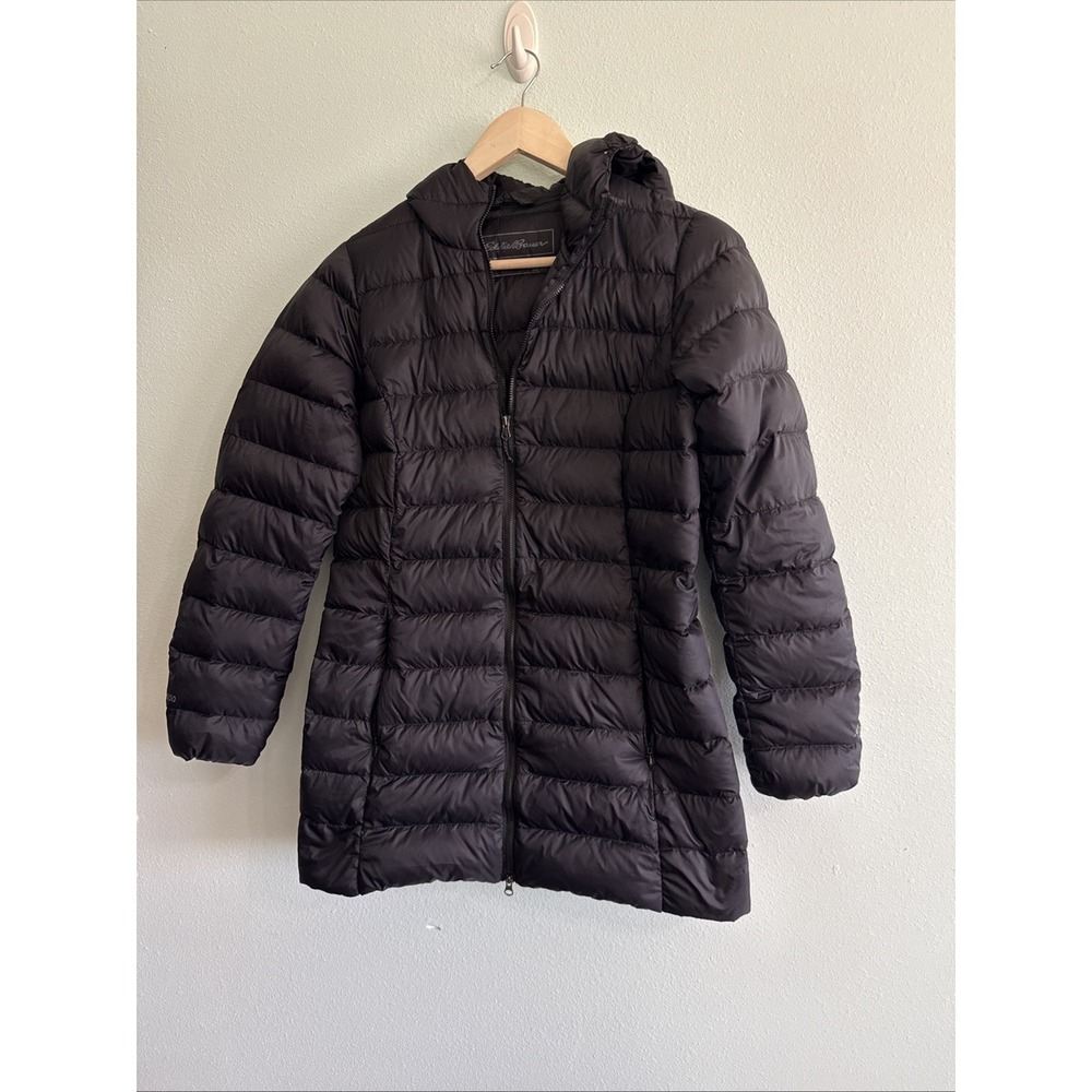 Eddie Bauer EB650 Jacket Coat‎ Womens S Black Puffer 650 Down Fill Zip Packable